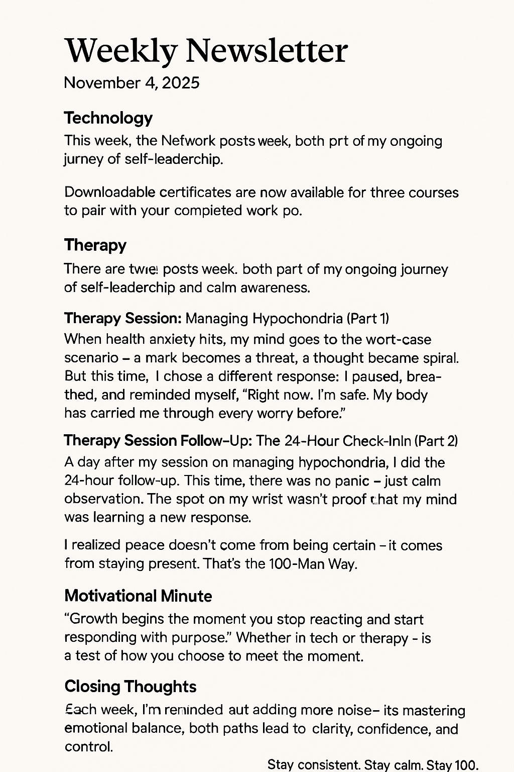 Weekly Newsletter — November 4,&nbsp;2025